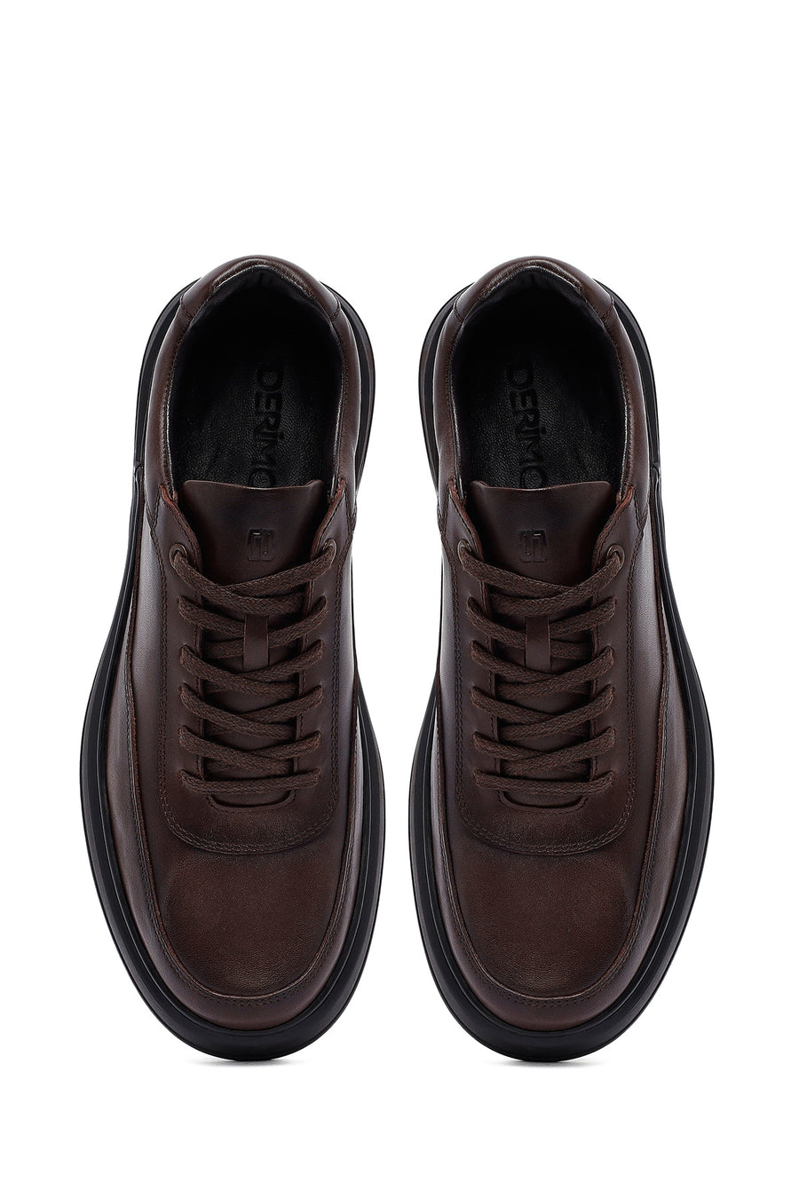 Men's Brown Lace-Up Leather Casual Sneakers
