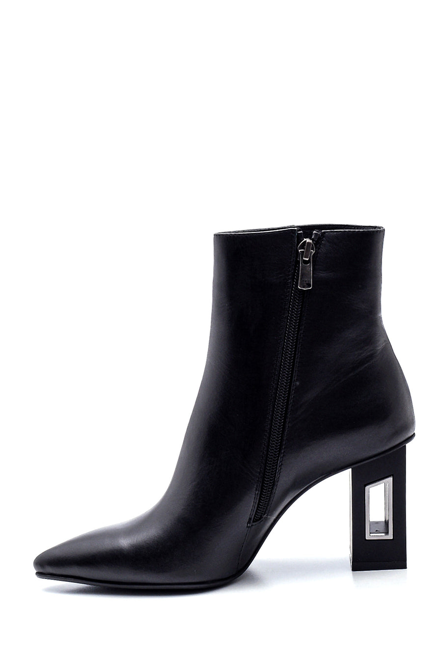 Women's Leather Heel Detailed Boots
