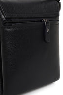 Male Black Leather Messenger Bag | Derimod