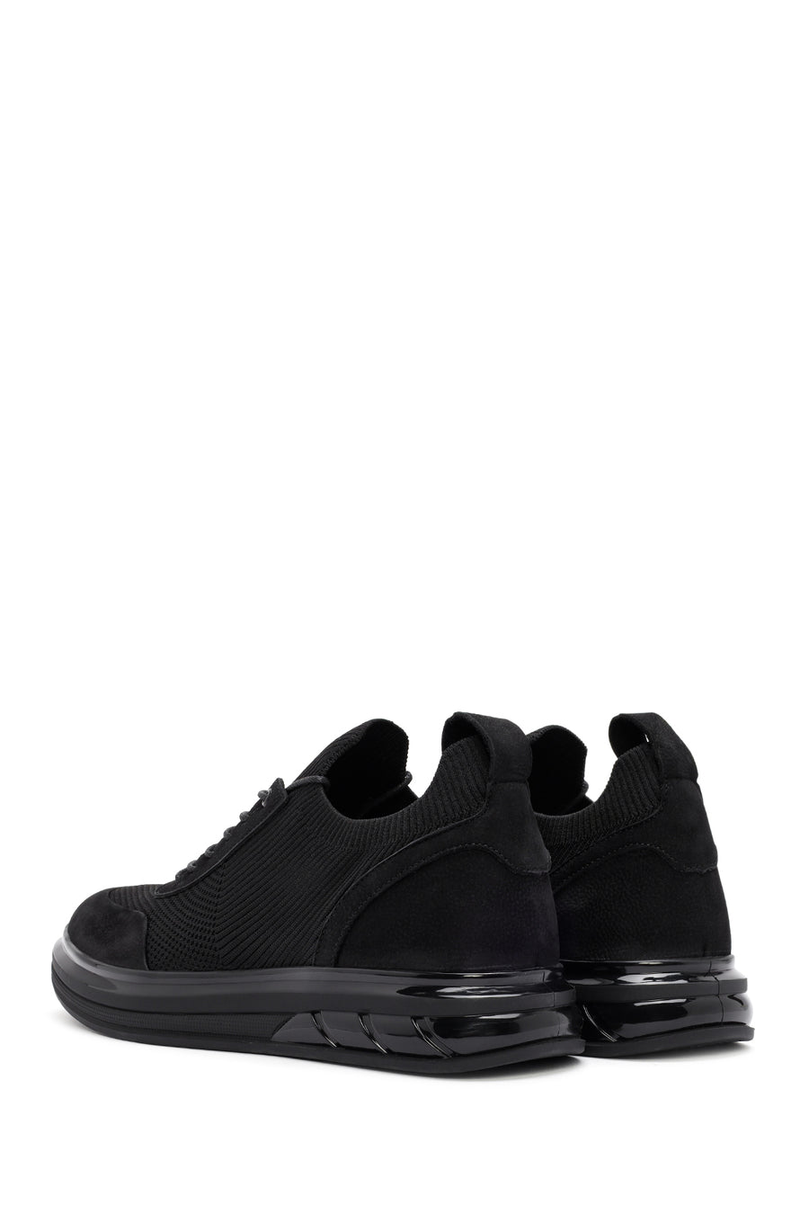 Erkek Siyah Kalın Tabanlı Bağcıklı Kumaş Sneaker