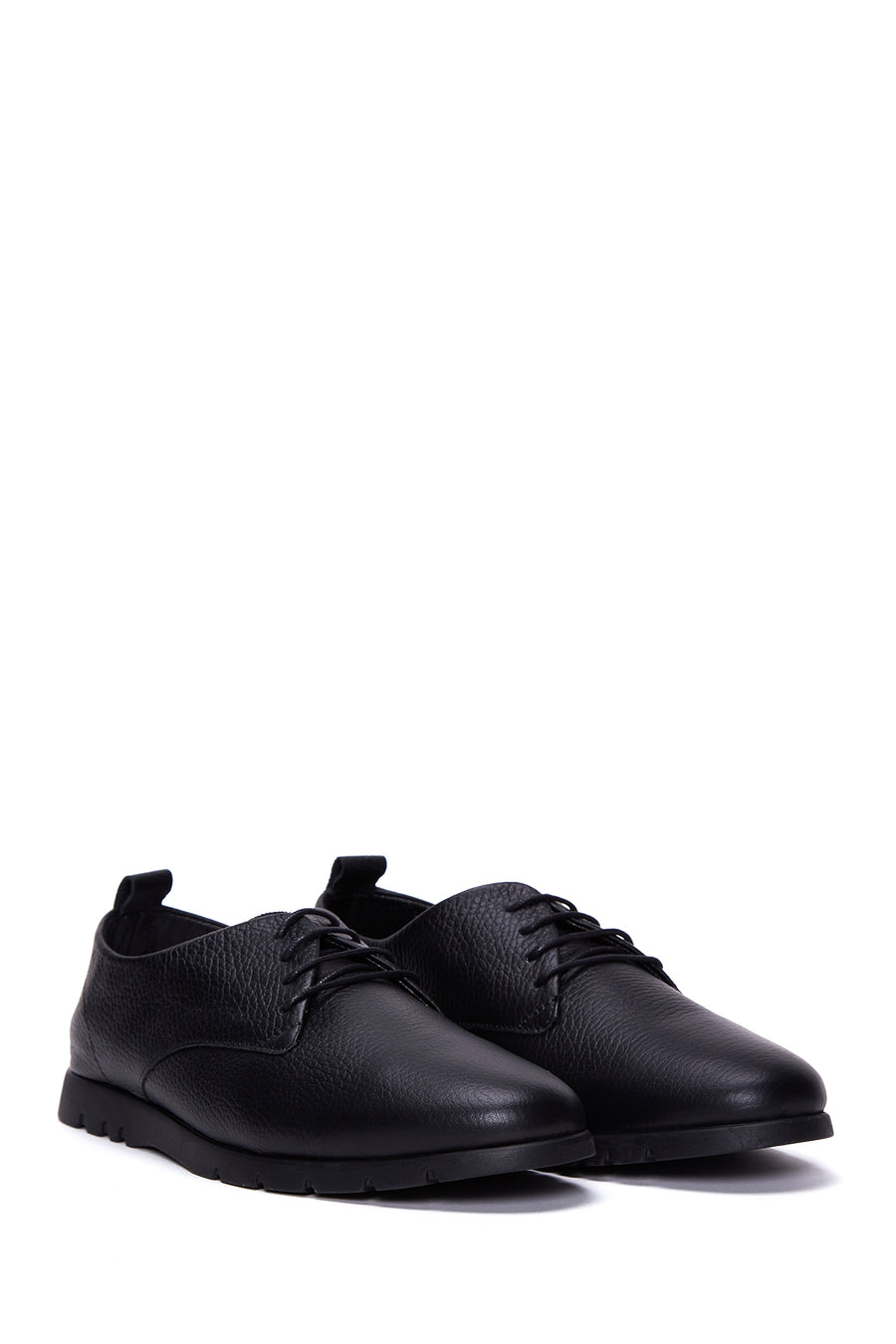 Women's Black Lace-Up Leather Comfort Shoes