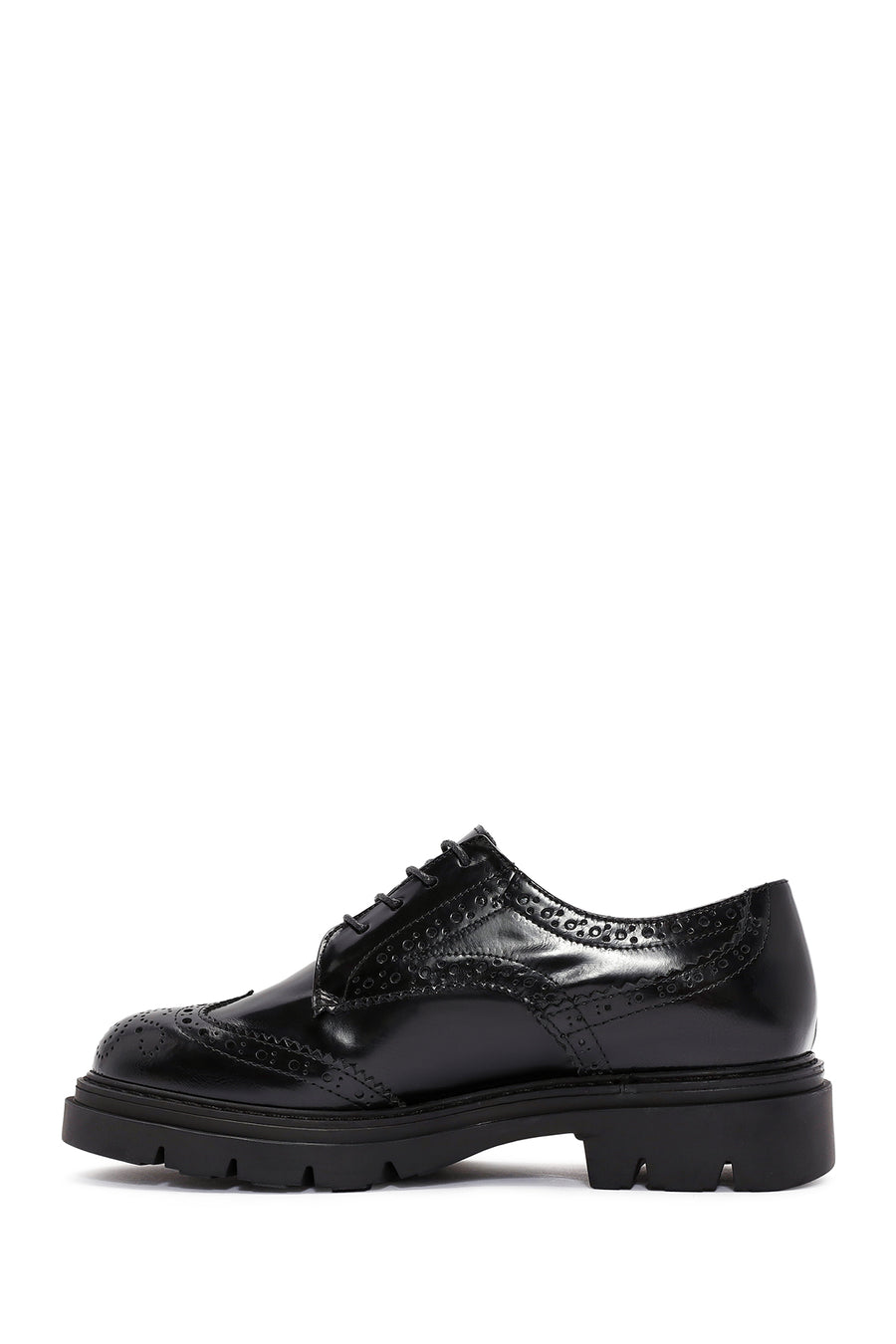 Women's Black Lace-Up Leather Oxford Shoes