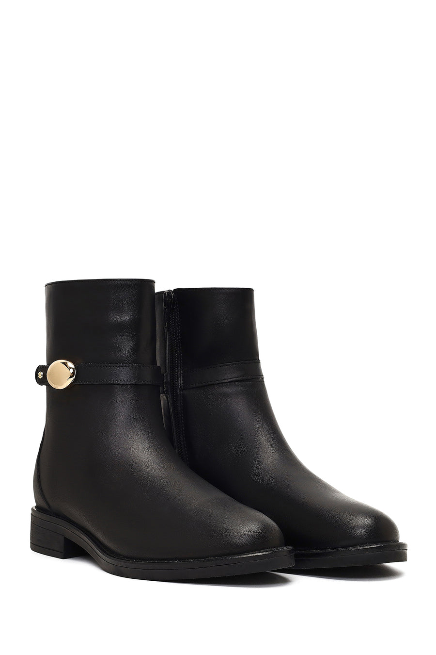 Women's Black Zippered Leather Boots