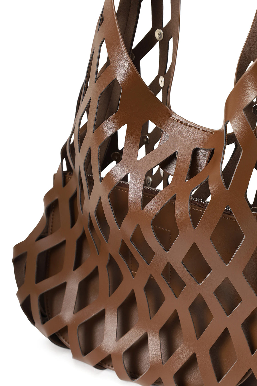 Woman Brown Mesh Shoulder Bag
