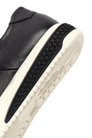 Men's Black Lace-Up Thick-Soled Leather Sneaker | Derimod