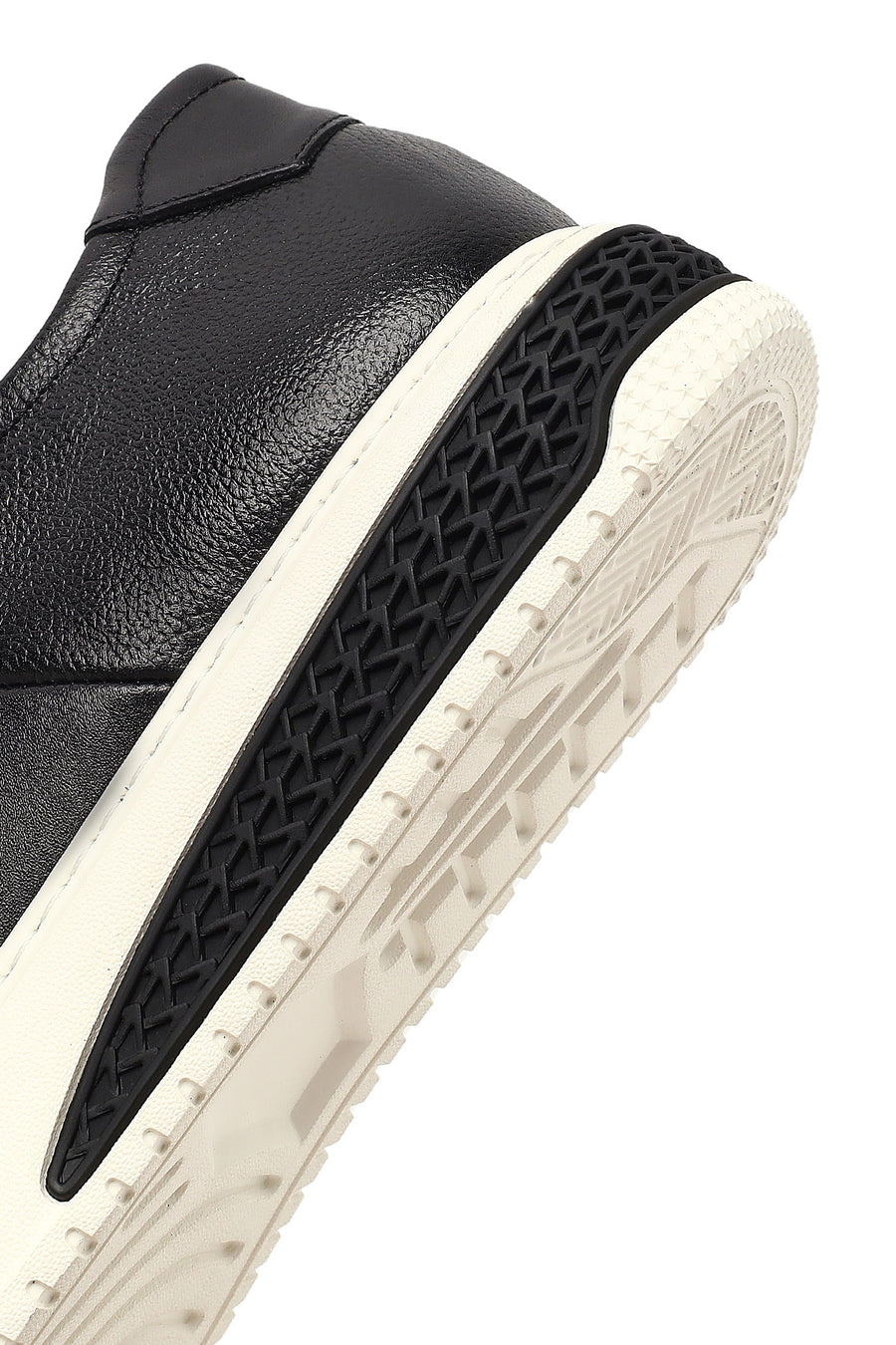 Men's Black Lace-Up Thick-Soled Leather Sneaker