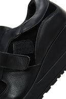 Women's Black Leather Wedge Heeled Shoes | Derimod