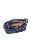 Woman Blue Long-Strap Braided Mini Underarm Bag | Derimod