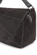 Woman Gray Long-Strap Suede Crossbody Bag | Derimod