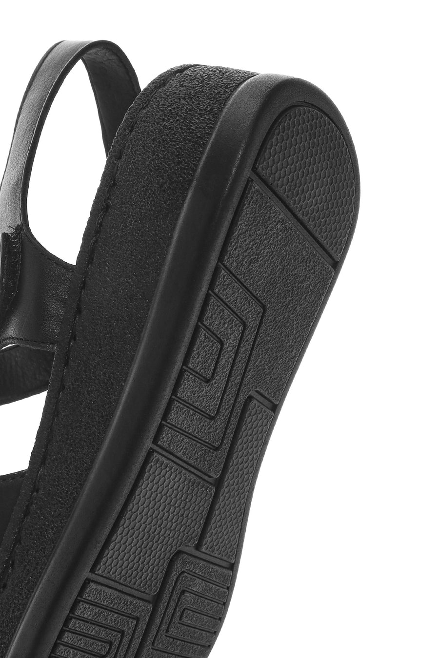 Kadın Siyah Bilekten Bantlı Kalın Tabanlı Deri Comfort Sandalet