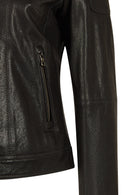 Smart Woman Black Short Leather Jacket | Derimod