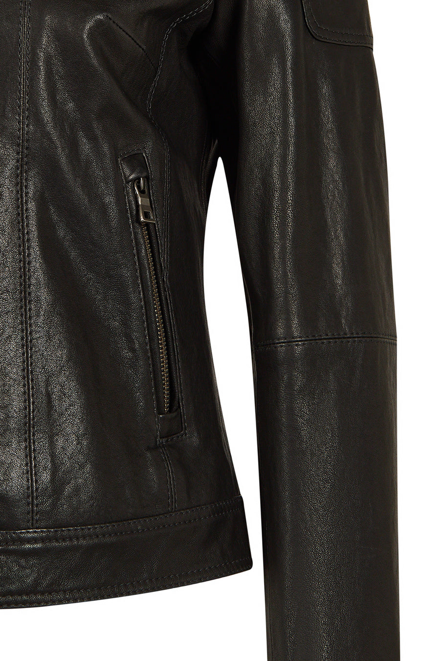 Smart Woman Black Short Leather Jacket