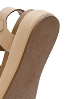 Women's Brown Ankle Strap Thick Soled Leather Sandals | Derimod