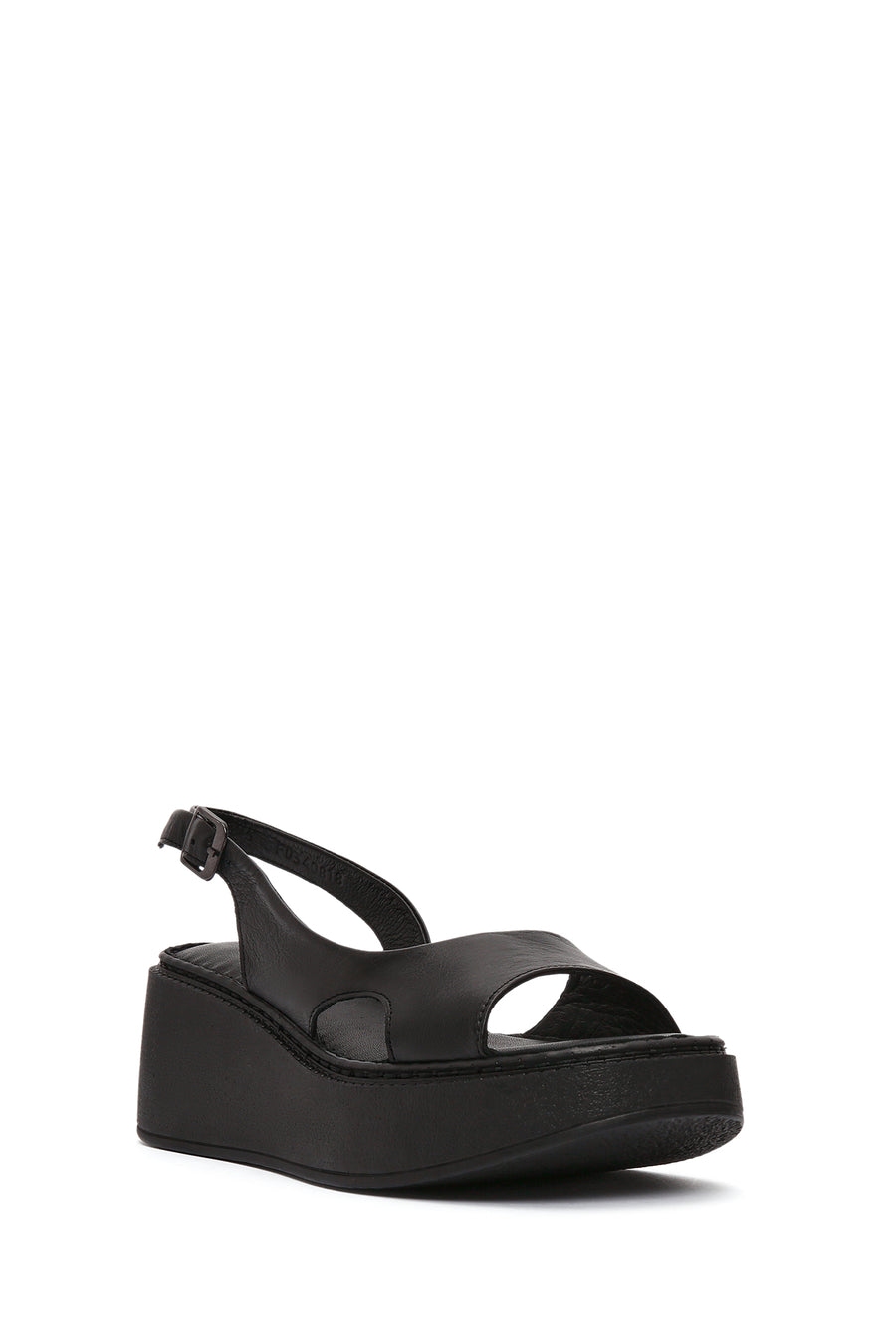Women's Black Thick Soled Leather Comfort Sandals