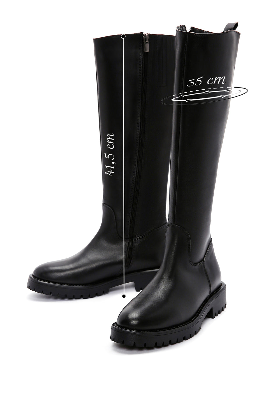 Women's Black Zippered Leather Boots