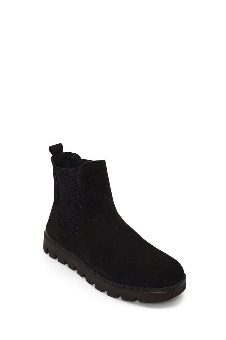 Male Black Thick-Soled Nubuck Leather Chelsea Boots
