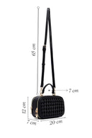 Women's Black Long Strap Braided Crossbody Bag | Derimod