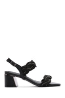 Women's Black Braided Chunky Low Heel Sandals | Derimod