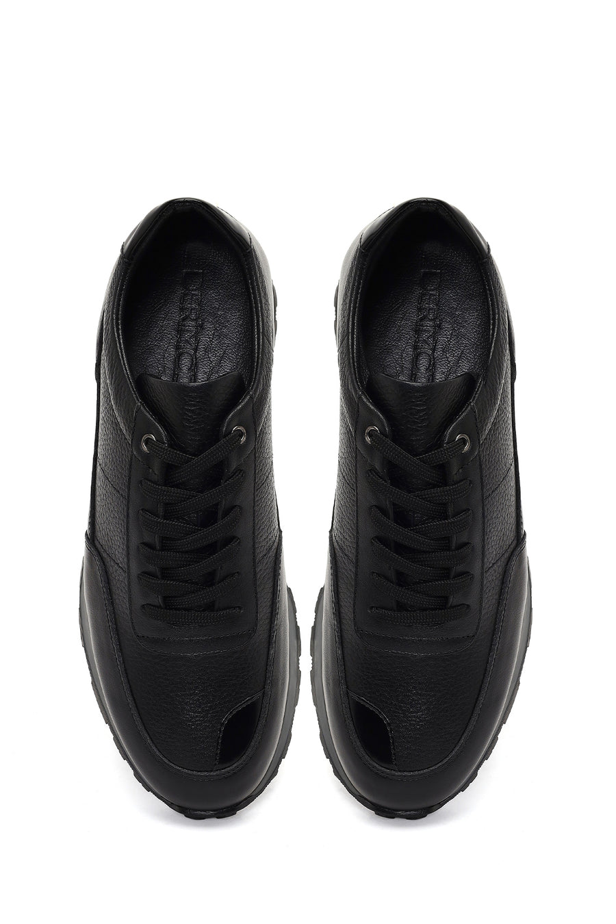 Men's Black Lace-Up Leather Casual Sneaker