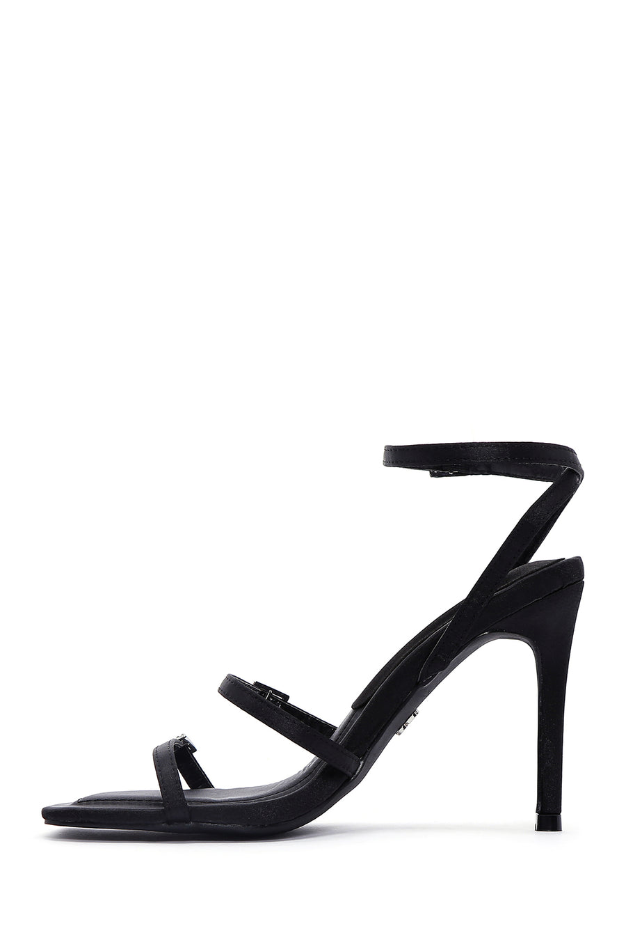 Women's Black Ankle Strap Thin Heel Sandals