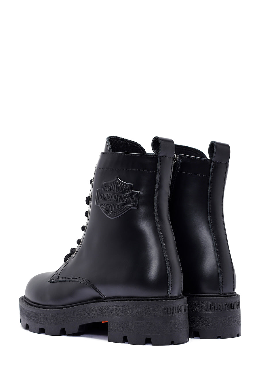 Harley Davidson Women's Black Carrie Lace-Up Zipper Detail Leather Combat Boots