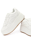 Woman White Thick-Soled Lace-Up Sneakers | Derimod