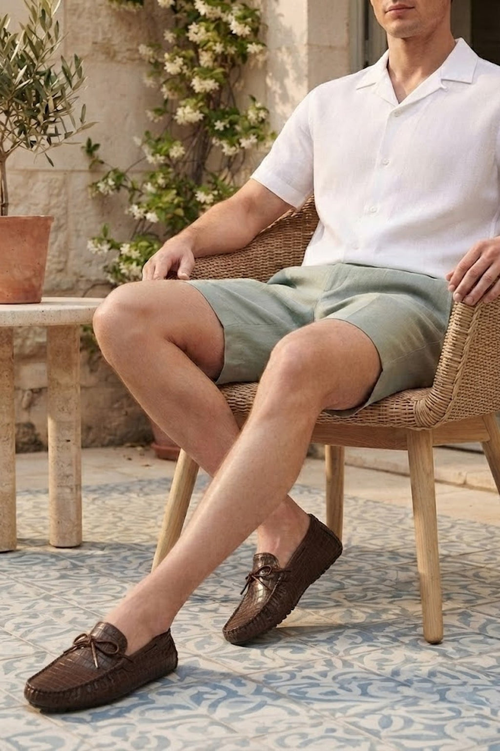 Erkek Kahverengi Kroko Deri Loafer