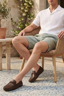 Men's Brown Crocodile Leather Loafers | Derimod