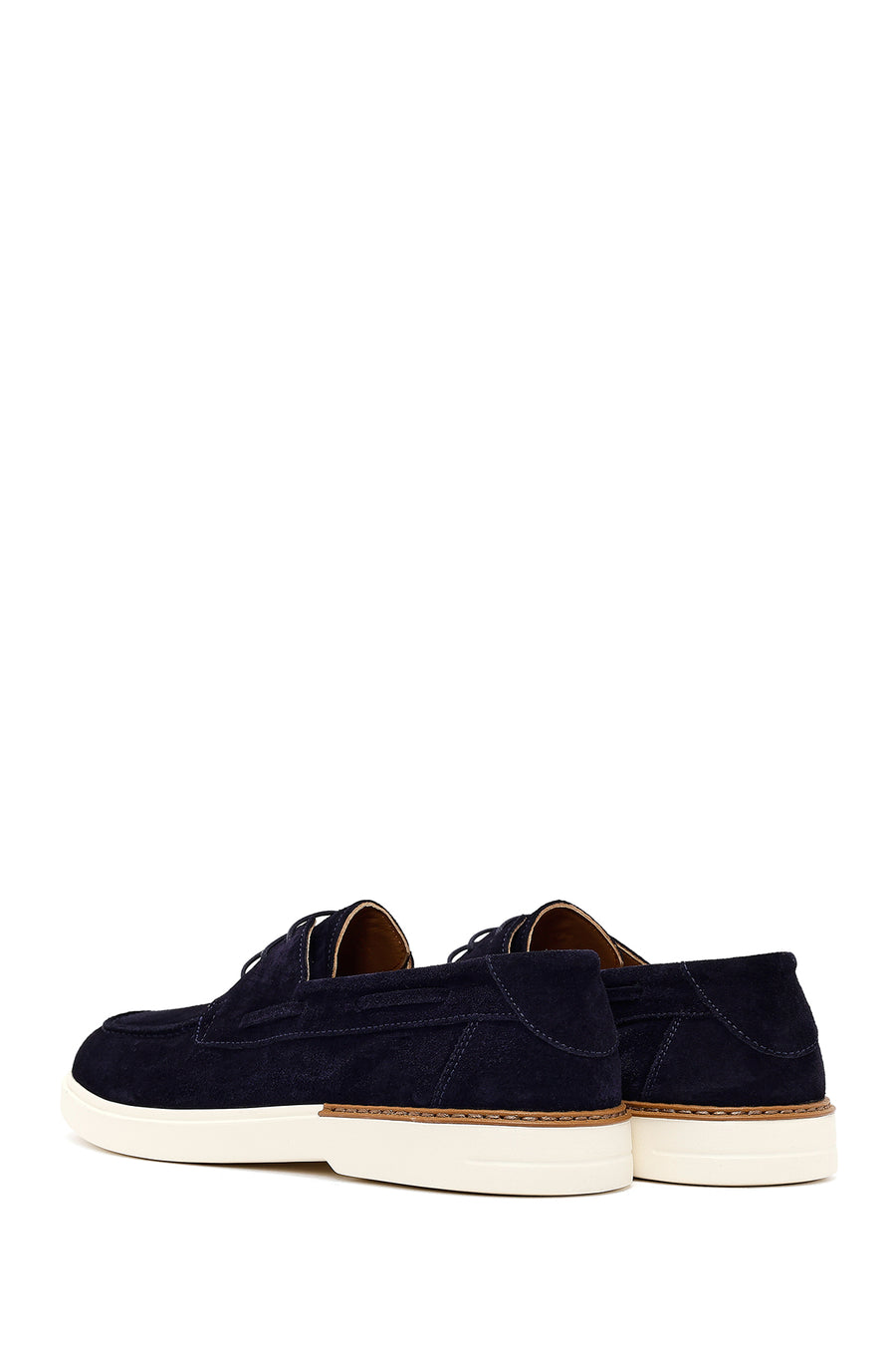 Men's Navy Blue Lace-up Suede Leather Casual Shoes