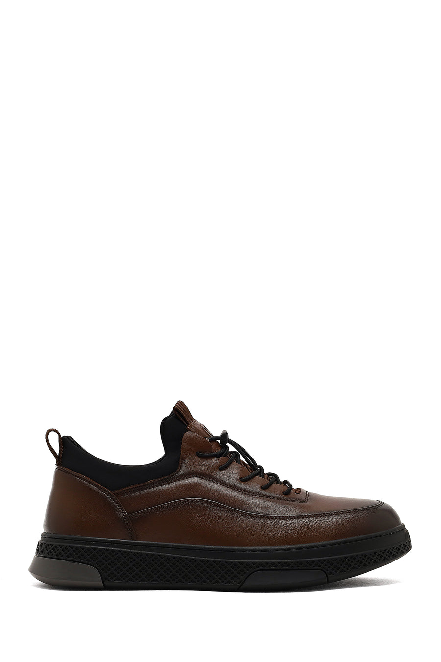 Erkek Kahverengi Bağcıklı Kalın Tabanlı Deri Sneaker 25WFD697218 | Derimod