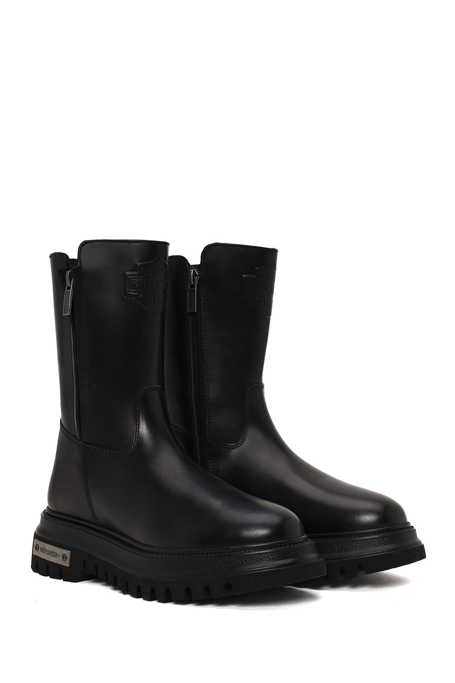 Harley Davidson Woman Black River Zip Closure Thick-Soled Leather Boots