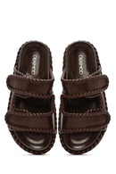 Women's Brown Strappy Slippers | Derimod