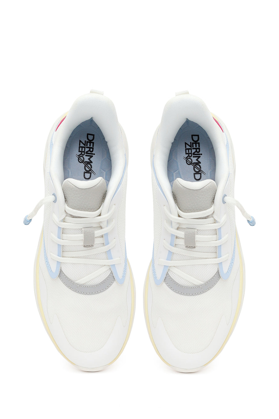 Derimod Zero Woman White Lace-Up Chunky-Soled Fabric Sneakers