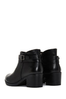 Women's Black Leather Heeled Bootie | Derimod