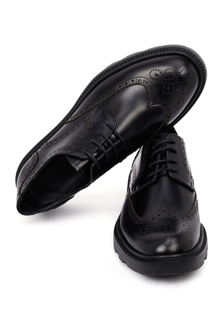 Men's Black Thick-Soled Leather Casual Shoes