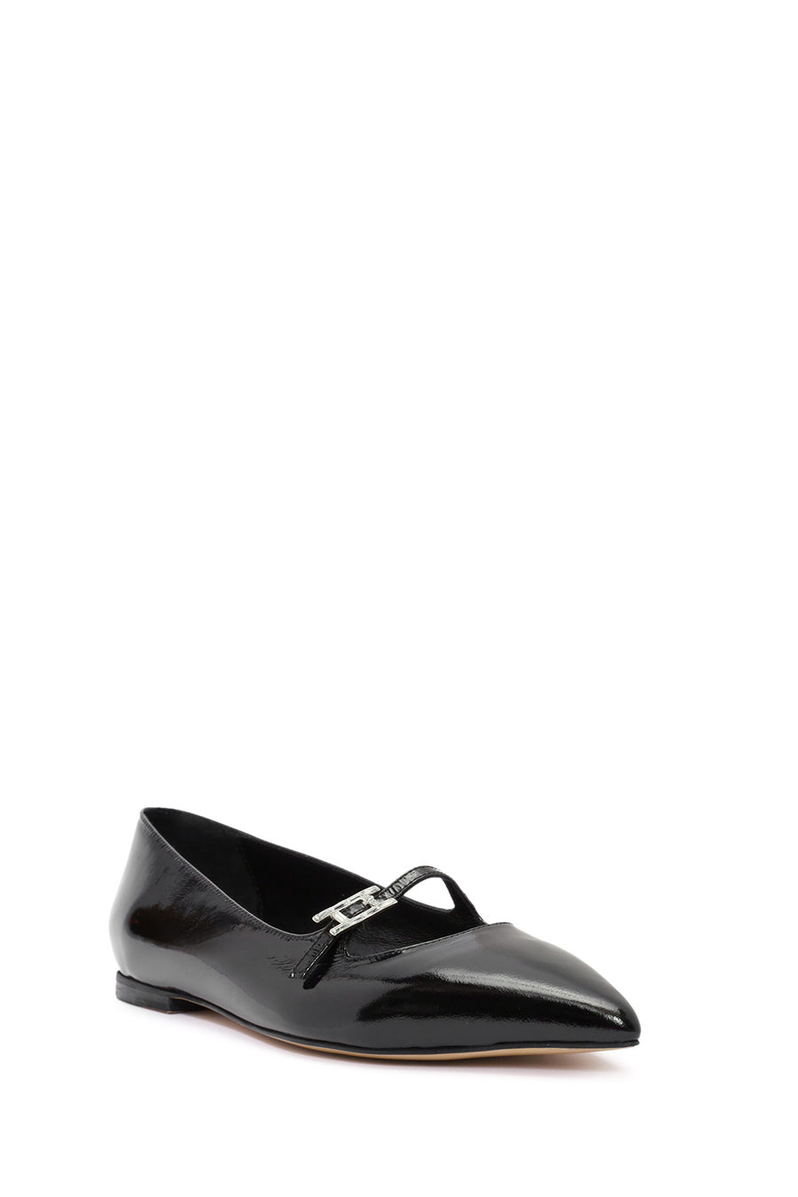 Women's Black Accessory Detailed Patent Leather Ballerinas