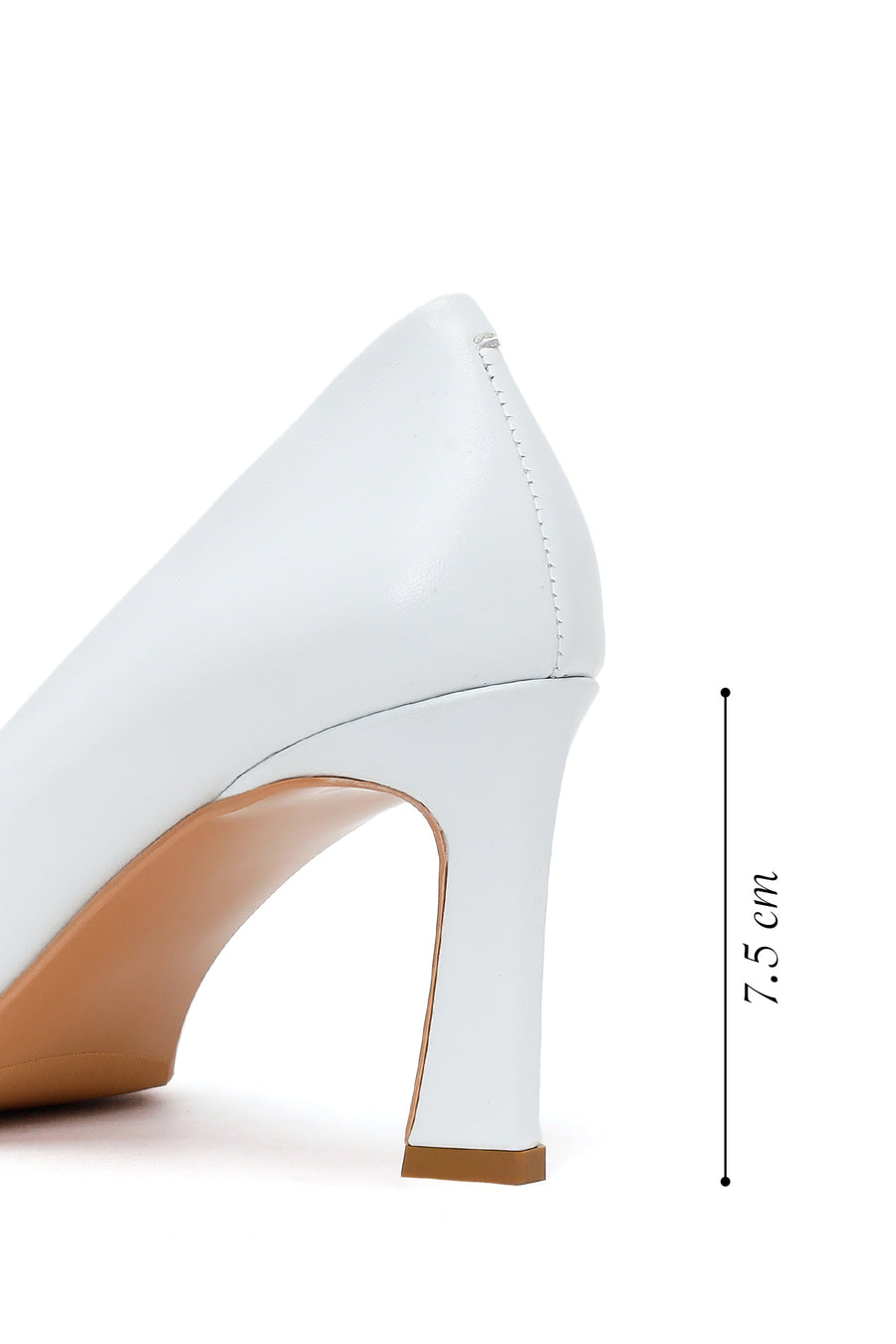 Kadın Beyaz Kalın Topuklu Deri Stiletto