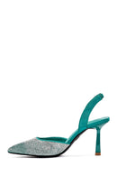 Women's Green Open Back Thin Heeled Shoes | Derimod