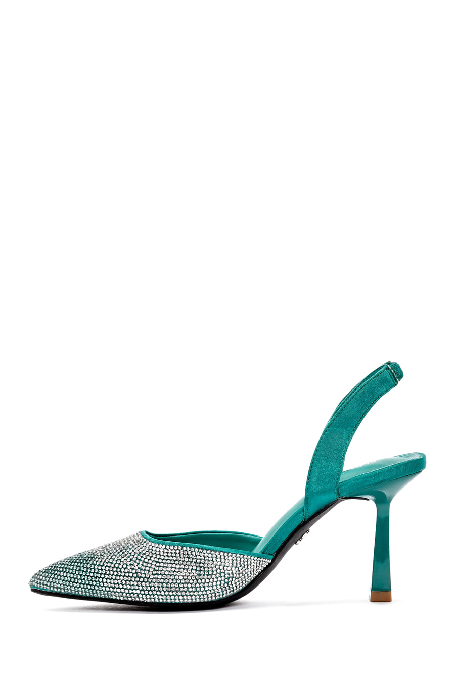 Women's Green Open Back Thin Heeled Shoes