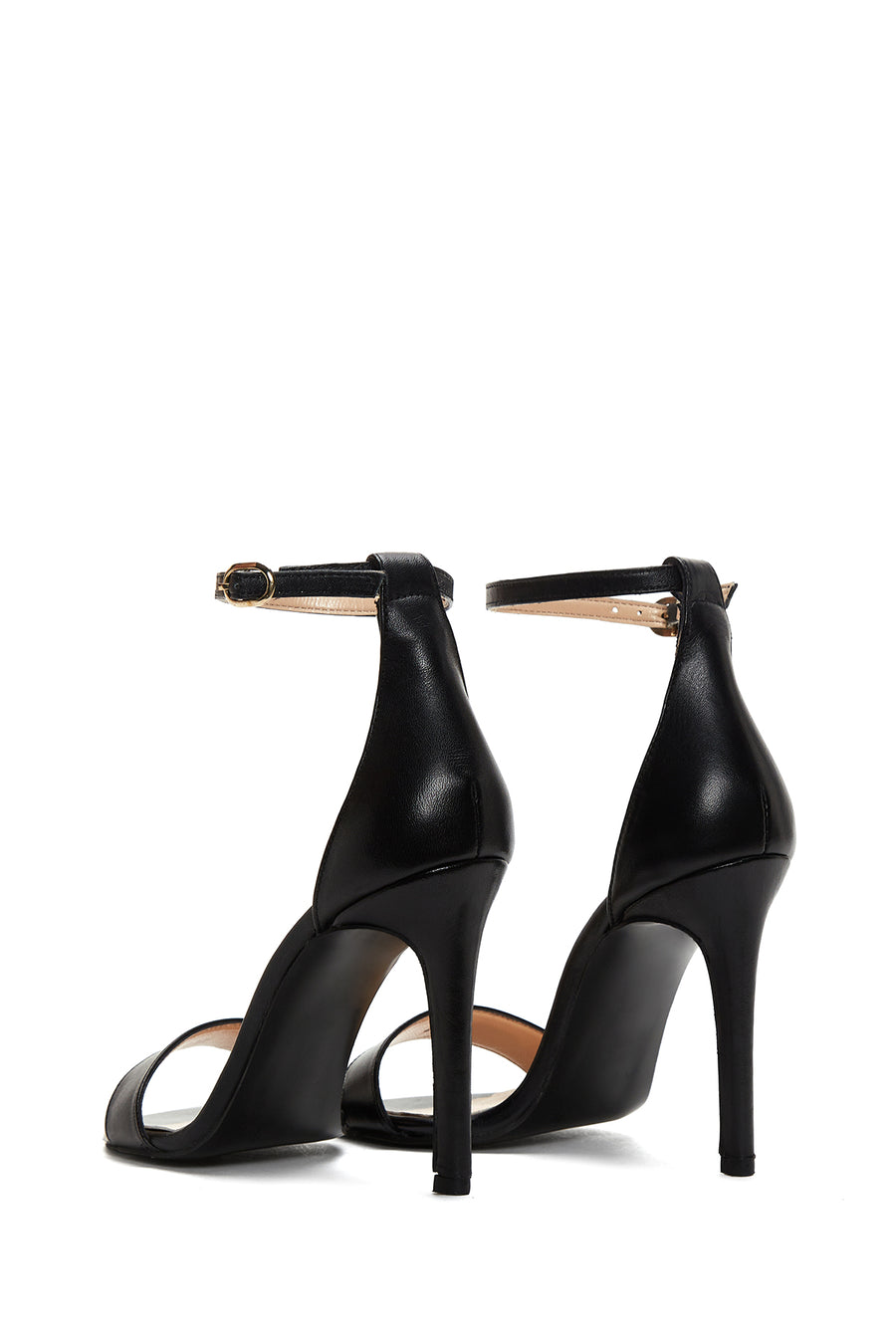 Women's Black Leather Heeled Sandals