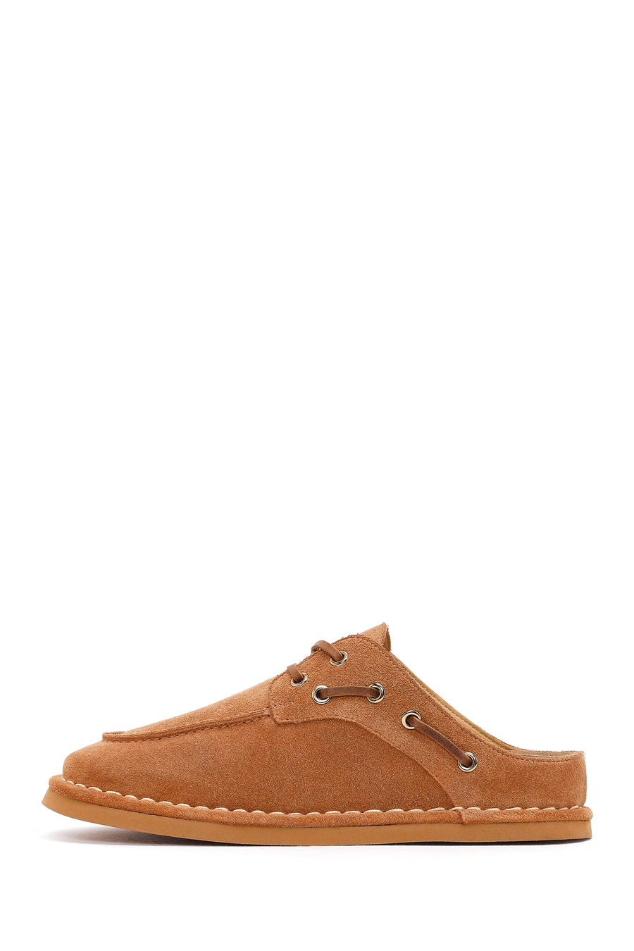 Women's Camel Suede Leather Slippers