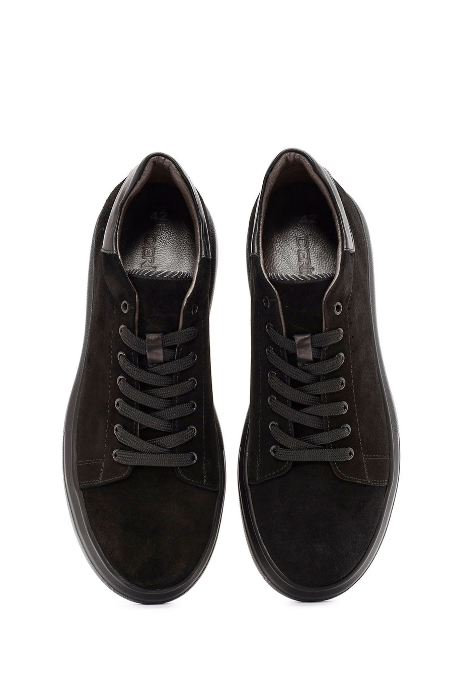 Erkek Siyah Bağcıklı Süet Deri Sneaker
