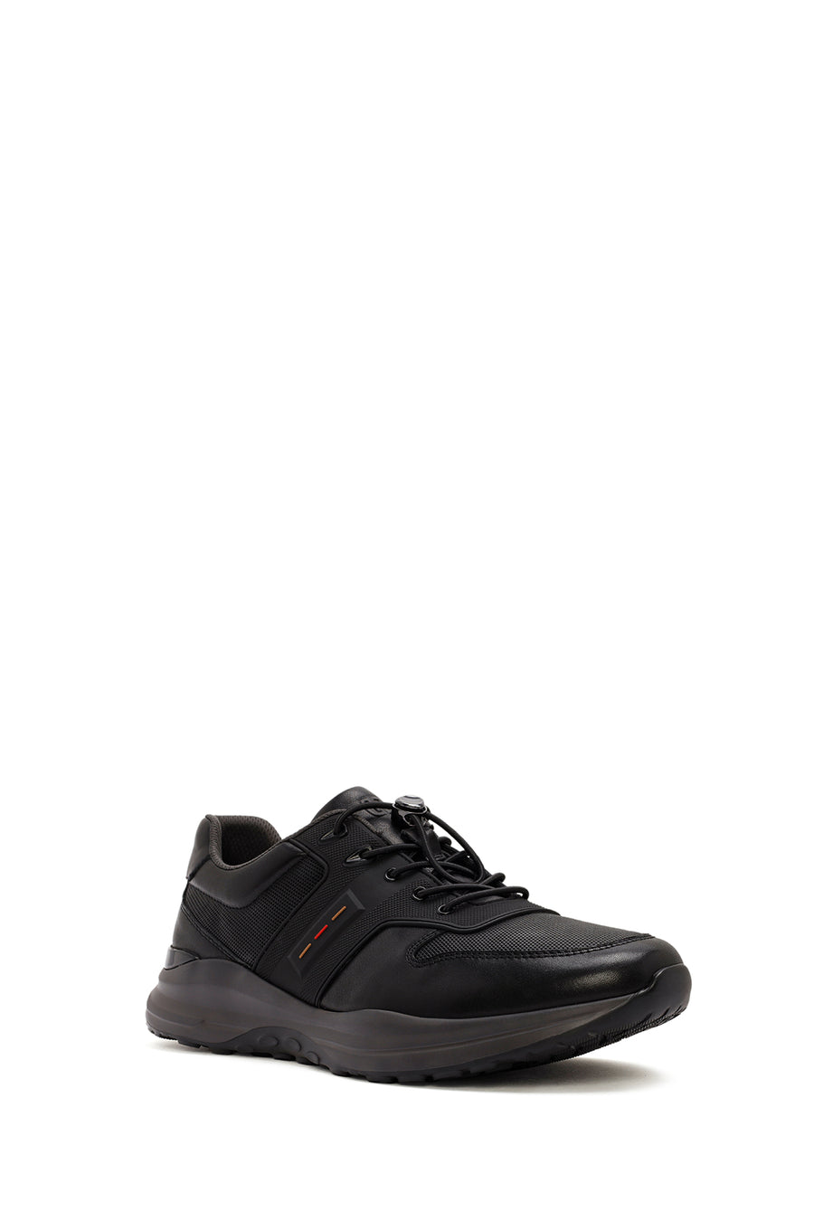Erkek Siyah Bağcıklı Deri Sneaker
