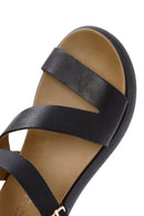 Women's Black Ankle Strap Thick-Sole Leather Sandals | Derimod