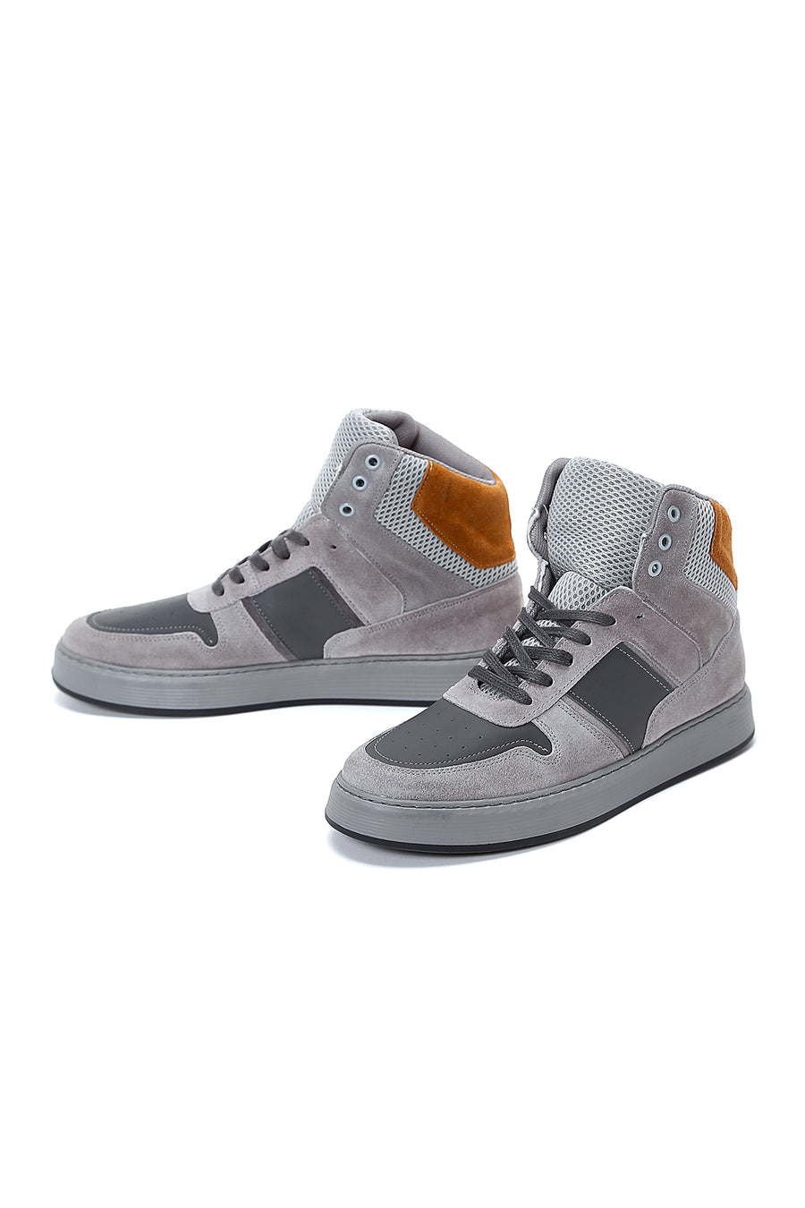 Men's Gray Leather High Top Sneaker