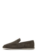 Men's Khaki Suede Leather Loafer | Derimod