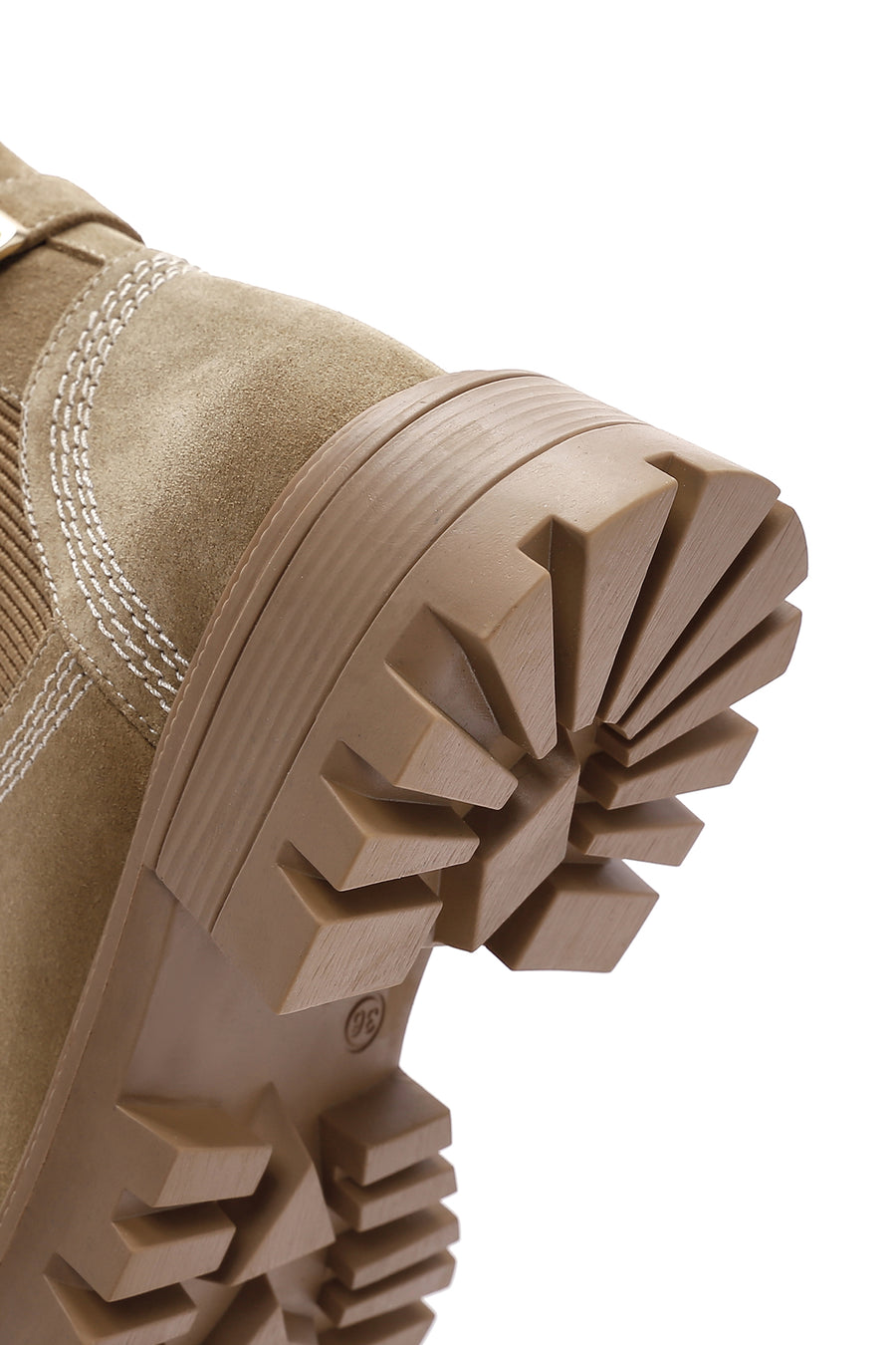 Women's Tan Suede Leather Buckle Zippered Boots