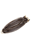 Woman Brown Printed Long-Strap Suede Shoulder Bag | Derimod