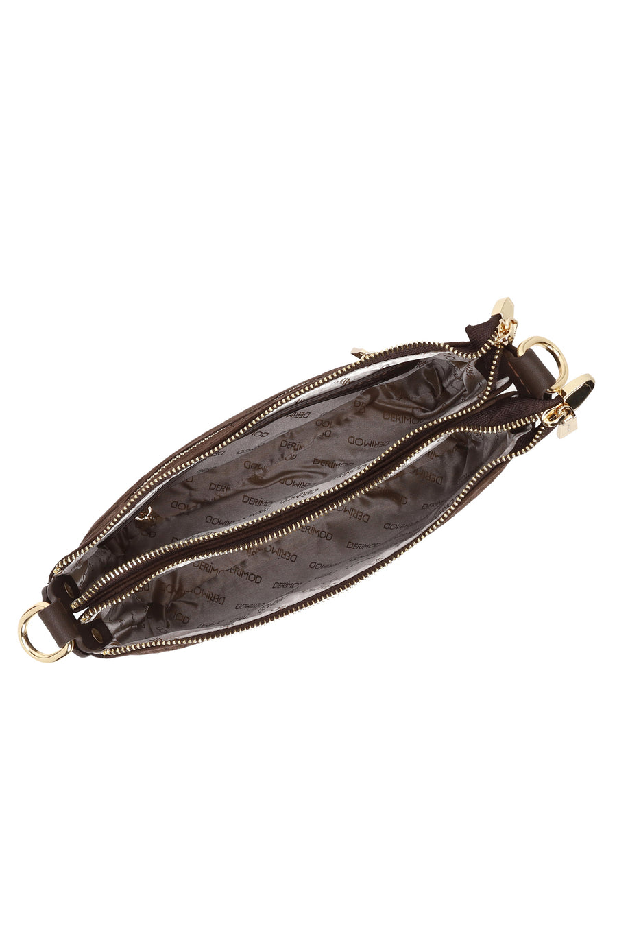 Woman Brown Printed Long-Strap Suede Shoulder Bag