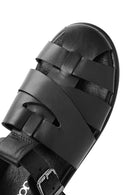 Women's Black Buckled Leather Sandals | Derimod